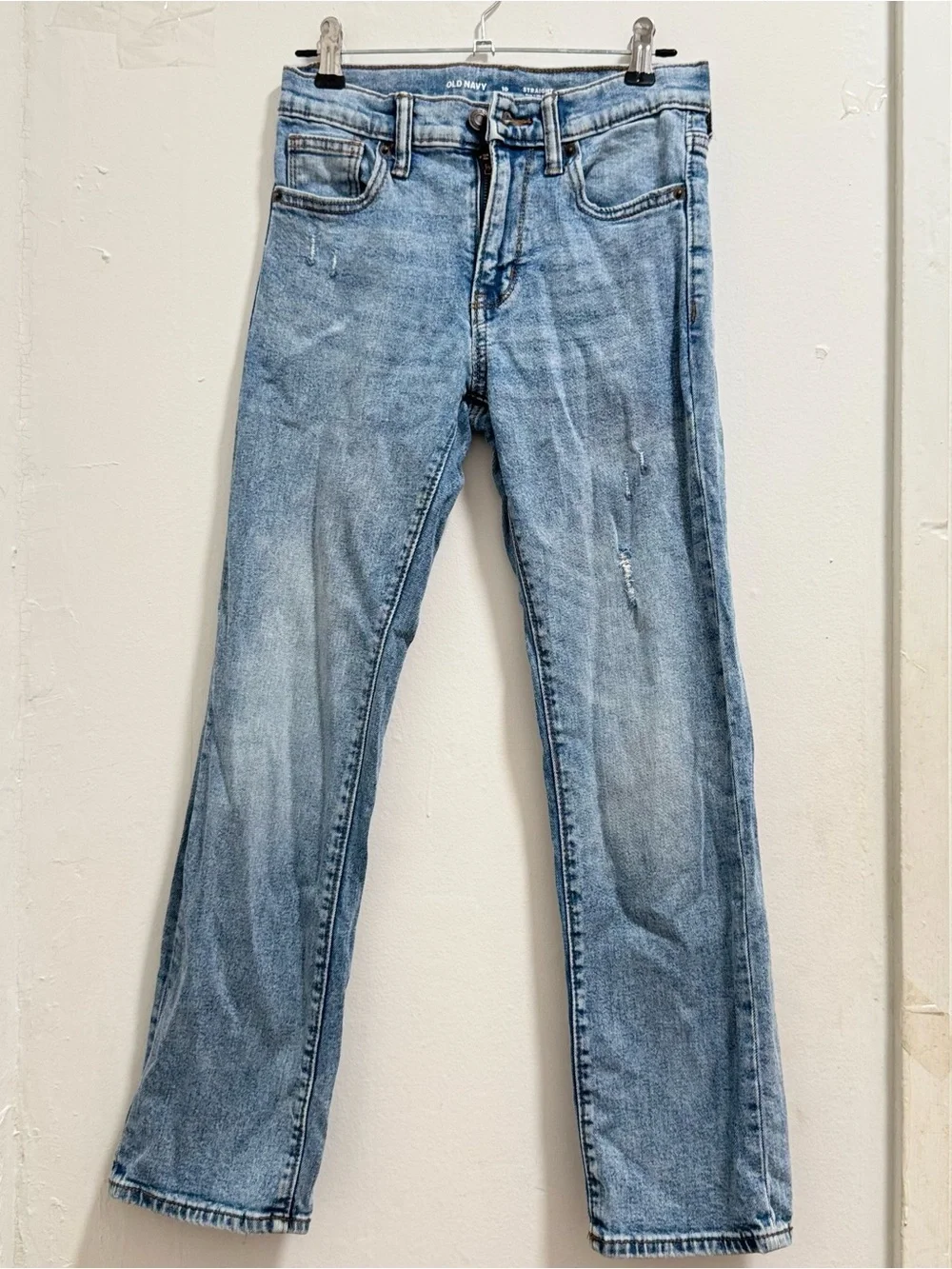 Old Navy , Boys/Girls Light Wash Distressed Straight Leg Jeans Size 10